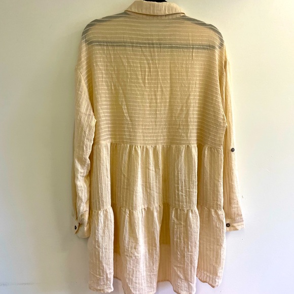 Long Sleeve Button Chiffon Flannel Dress - Picture 3 of 5